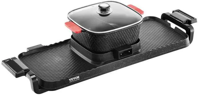 Alt view image 15 of 15 - Hot Pot with Grill, 2300W 2-in-1 Electric Smokeless Grill and Hot Pot, Removable Shabu-shabu Hotpot with Non-stick Pan, Separate Dual Temperature Control, Indoor Korean BBQ for 1-6 People