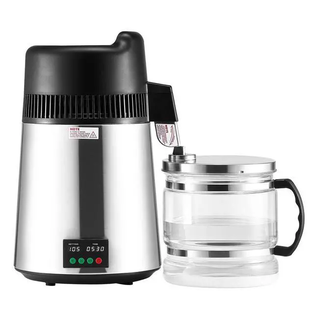 Alt view image 9 of 9 - VEVOR Water Distiller, 6L 1.6 Gallon Larger Pure Water Purifier Filter For Home Table Countertop, 900W Glass Pot Distilled Maker, Stainless Steel Interior Drinking Machine to Make Clean Waters, Silver