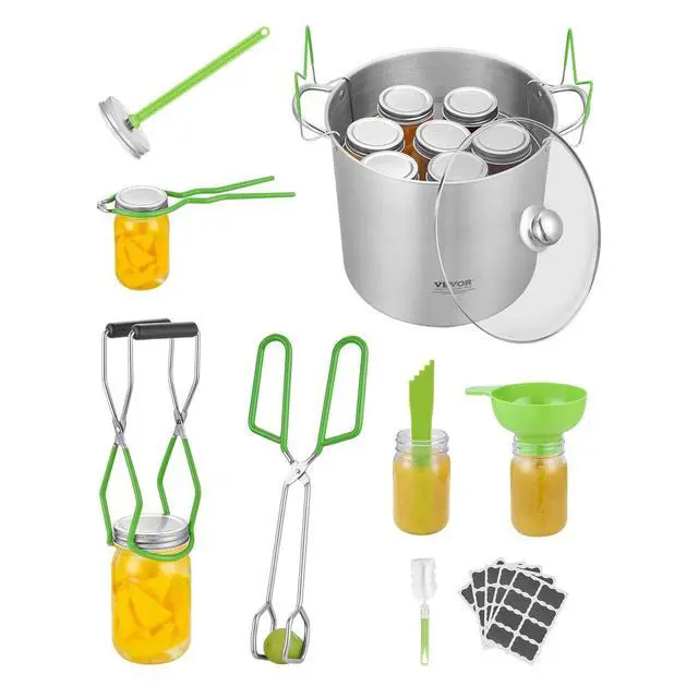 Alt view image 9 of 9 - Canning Supplies Starter Kit, 9 Pieces Stainless Steel Water Bath Canning Kit for Beginners, Canning Tools Set: Pot, Rack, Lid, Funnel, Tongs, Jar Lifter, Wrench, Magnetic Wand, Bubble Propper