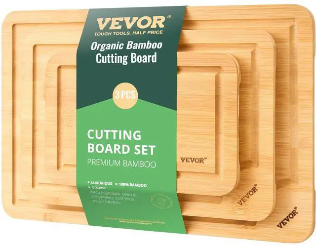 Alt view image 15 of 15 - VEVOR Bamboo Cutting Board Premium Versatile Cut Board with Built-in Handle