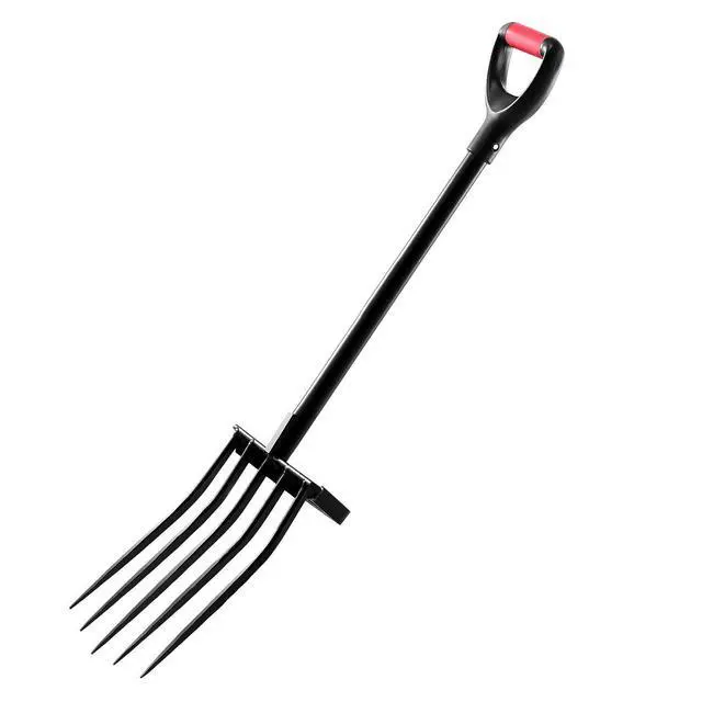 Alt view image 15 of 15 - Garden Fork, 5-Tine Gardening Pitchfork with Metal Handle, 41 in Heavy Duty Digging Fork with Y Grip, Forged Steel Spading Fork for Hay Potato Composting Transplanting Aeration