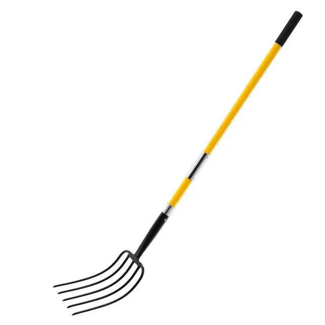 Alt view image 8 of 8 - Garden Fork, 5-Tine Gardening Pitchfork with Fiberglass Handle, 57 in Heavy Duty Digging Fork with Y Grip, Forged Steel Spading Fork for Hay Potato Composting Transplanting Aeration