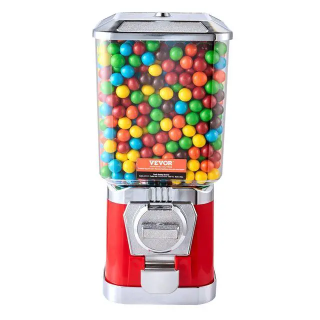 Alt view image 8 of 8 - Gumball Machine for Kids, 17"H Home Candy Vending Machine, PC Gumball Dispenser, Bubble Gum Machine for Game Stores, Coin Operated Gumball Bank for Toy Capsules Bouncy Balls Candy, Red