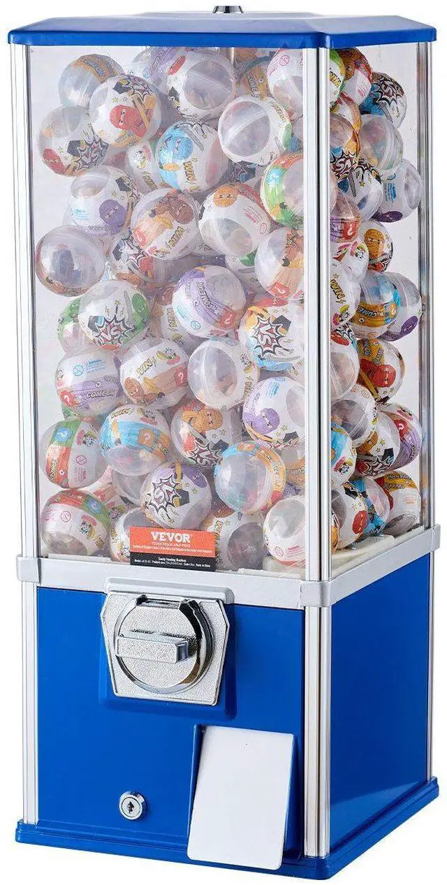 Alt view image 15 of 15 - Gumball Machine for Kids, 25" Height Home Vending Machine, PS Bouncy Balls Dispenser, Hold 230 Capsule Toys, Rectangle Bubble Gum Machine for Game Stores, Coin Operated Gumball Bank, Blue