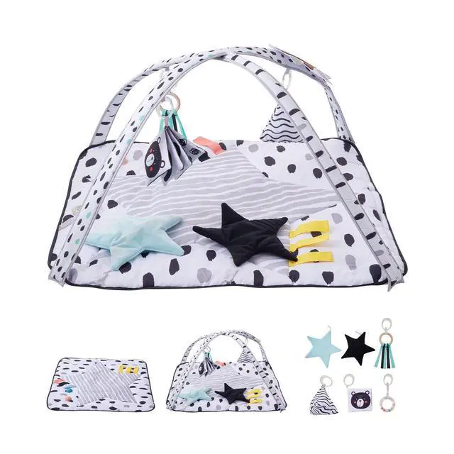 Alt view image 15 of 15 - Baby Play Gym Mat, Tummy Time Mat with 6 Sensory Toys, Baby Activity Mat with 2 Touch Balls & Soft Fabric for Sensory & Motor Skill Development, Baby Essential Gift for 0-18 Month Newborn Infant