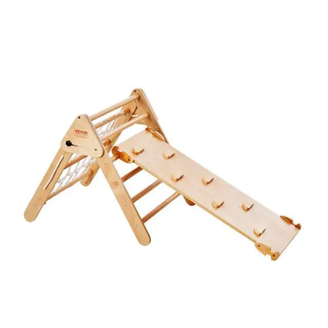 Alt view image 8 of 8 - VEVOR Pikler Triangle Set, 4 in 1 Toddler Climbing Toys Indoor Playground, Large Size Wooden Climbing Gym for Toddlers 1-3 Years, Montessori Climbing Set with Triangle and Ramp, Wood Color