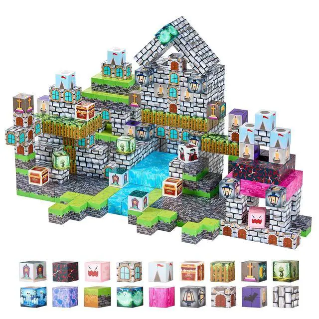 Alt view image 15 of 15 - VEVOR Magnetic Blocks 100 PCS Cemetery Zombies Set STEM Montessori Sensory Toys