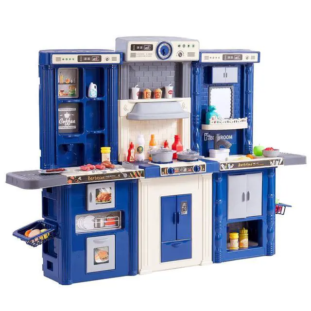 Alt view image 8 of 8 - VEVOR Christmas Gift! Kitchen Playset Kids Pretend Cooking Play Toy 74 Piece Accessories Blue