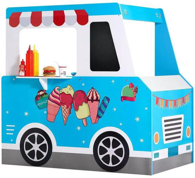 Alt view image 15 of 15 - VEVOR Ice Cream Truck Wooden Playset Pretend Play Stand for Kids Aged 3-7