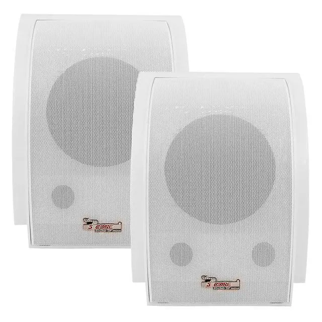 Main image of 5 Core Outdoor Speakers Pair 100W Peak Stereo In-Wall Passive Wired Waterproof Patio Home Garage Exterior Audio System WS-11 White