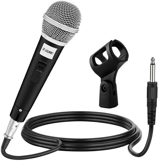 Main image of 5 Core PM 18 Dynamic Vocal Microphone, Cardioid XLR Handheld Karaoke Mic, On/Off Switch, Audio Cable, Singing & Public Speaking, Black
