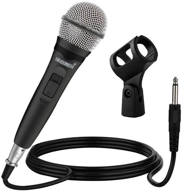Main image of 5 Core PM 600 Dynamic Vocal Microphone, Cardioid XLR Handheld Karaoke Mic, On/Off Switch, Audio Cable, Singing & Public Speaking, Black