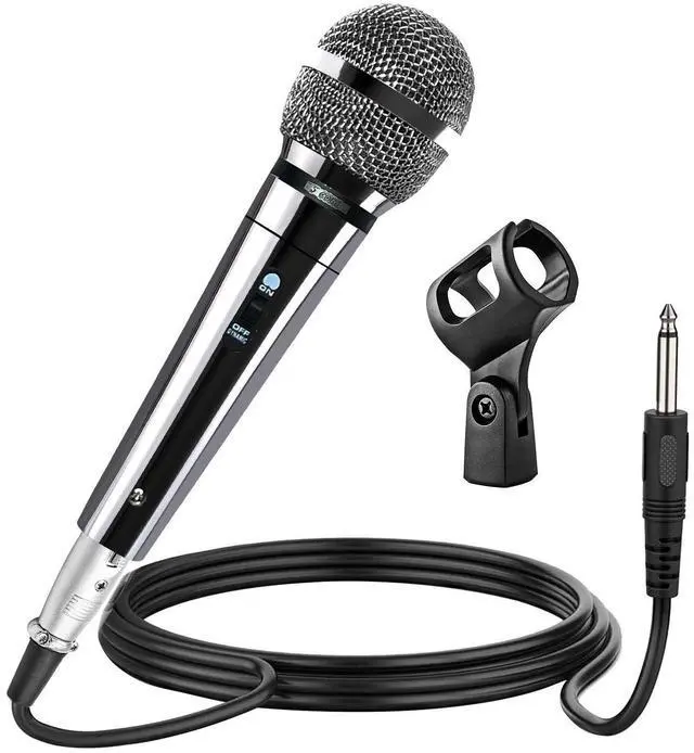 Main image of 5 Core PM 111 CH Dynamic Vocal Microphone, Cardioid XLR Handheld Karaoke Mic, On/Off Switch, Audio Cable, Singing & Public Speaking, Silver