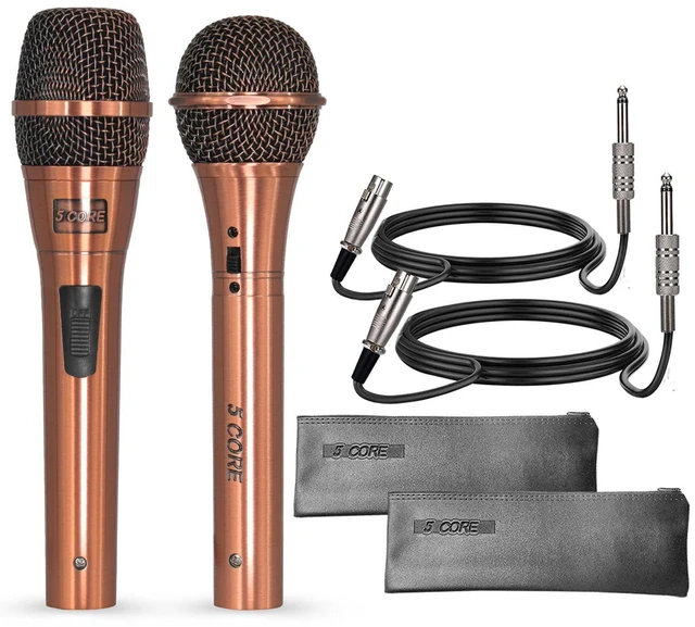 Main image of 5 Core Couple Karaoke Microphone Set, 2 Handheld Dynamic XLR Vocal Mics for Singing, Karaoke & Live Performance, Clear Sound, Copper