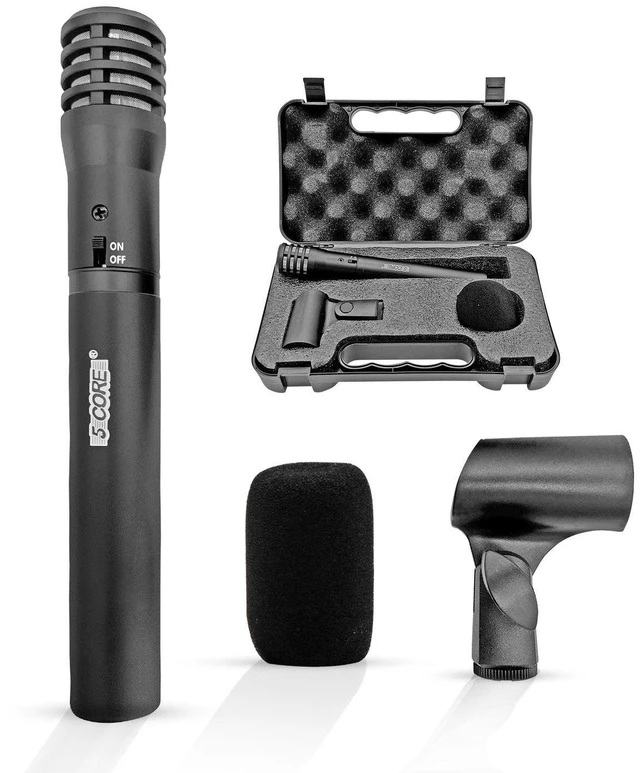 Main image of 5 Core DM 7RND Professional 7-Piece Drum Microphone Kit, XLR Wired Dynamic Mics for Tom, Snare & Kick, Studio & Live Performance, Red
