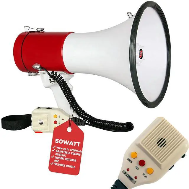 Main image of 5 Core Megaphone 50W Bull Horn Professional PA Speaker with 1200 Yards Range Loud Siren Voice Amp - Multi