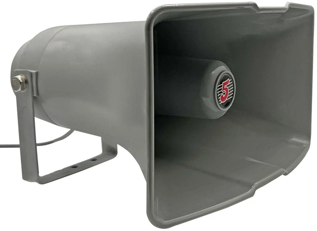 Main image of 5 Core PA Horn 350W Loud Speaker 13.5 Inch Indoor Outdoor Bull Horn Loud Audio 8 Ohm All Weather - Gray