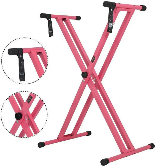 Main image of 5 Core KS 2X Piano Keyboard Stand Double X Style Heavy Duty Adjustable Digital Electric Piano Riser Durable & Sturdy Music Synthesizer Holder Stands For 61 76 88 Keys with Secure - Blush Pink
