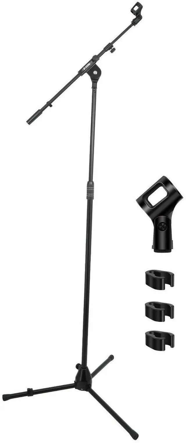 Main image of 5 Core Mic Stand Adjustable Microphone Stands Floor with 180° Rotating Telescoping Metal Boom Arm - Black