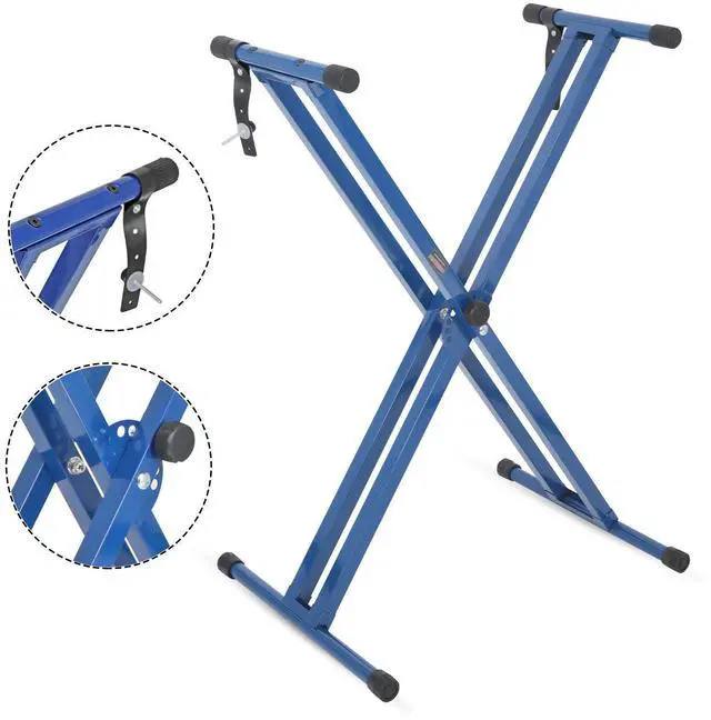 Main image of 5 Core KS 2X Piano Keyboard Stand Double X Style Heavy Duty Adjustable Digital Electric Piano Riser Durable & Sturdy Music Synthesizer Holder Stands For 61 76 88 Keys with Secure Locking Strap - Blue
