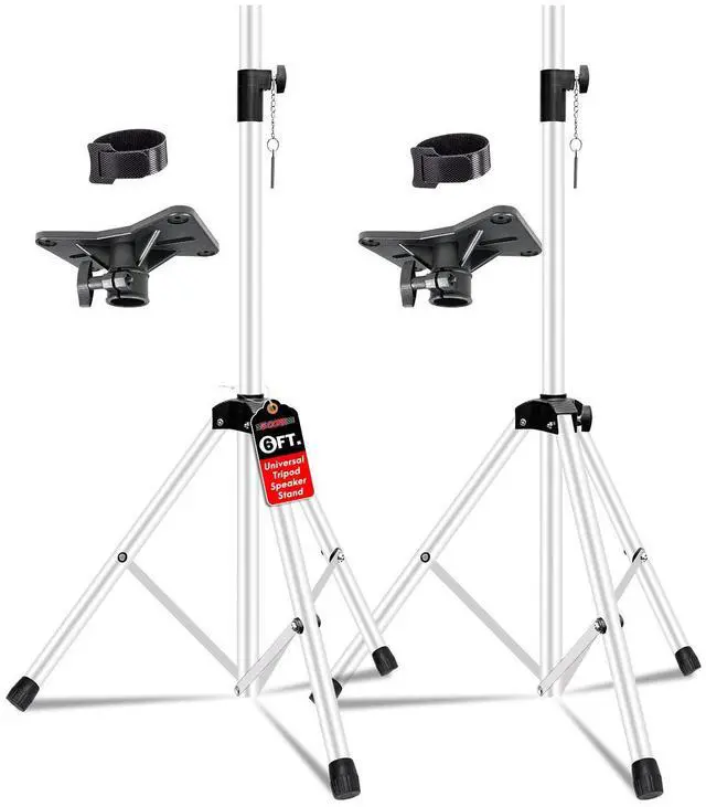 Main image of 5 Core Speaker Stand 2Pcs Tripod Floor Tall Adjustable Up to 72 Inch DJ Studio Monitor Stands Pole Mount - White