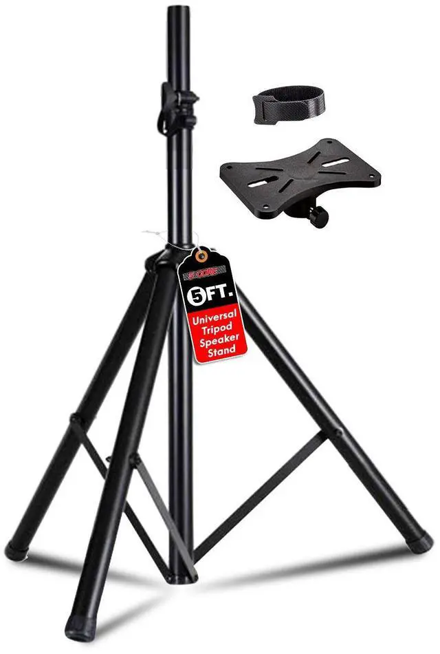 Main image of 5 Core SS HD 1PK 4FT Speaker Stand Tripod Floor Adjustable Up to 48 Inch DJ Studio Monitor Stands Short Pole Mount - Black
