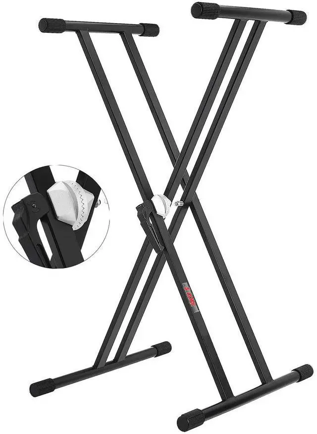 Main image of 5 Core KS 2X GEAR Piano Keyboard Stand Double X Style Heavy Duty Adjustable Digital Electric Piano Riser Durable & Sturdy Music Synthesizer Holder Stands For Upto 88 Keys with Secure Locking - Black