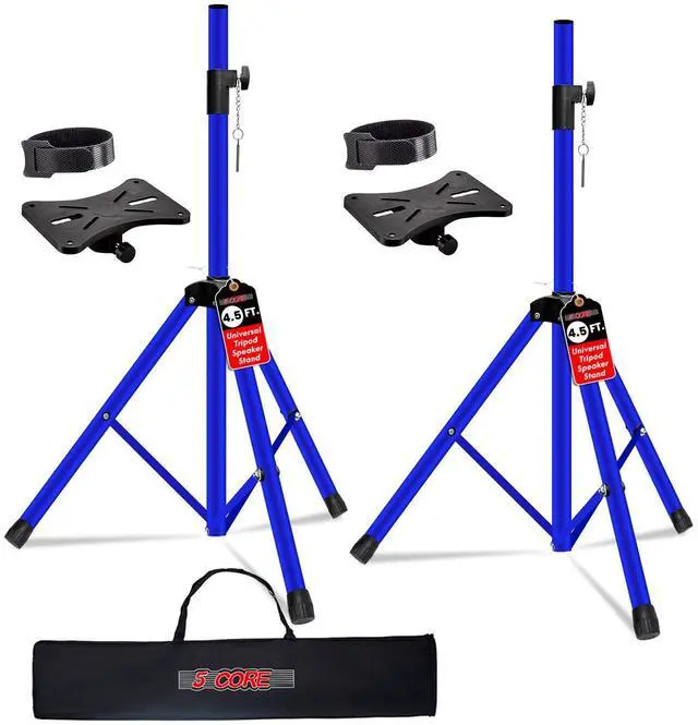 Main image of 5 Core Speaker Stand Pair Adjustable 31 to 54" PA DJ Tripod Stands Heavy Duty with 35mm Insert 132 Lbs - Deep Blue