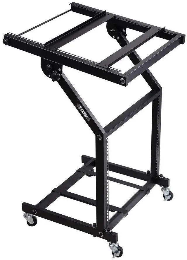 Main image of 5 Core RACK STAND 9U DJ Mixer Stand 9U Adjustable Rack Mount Rolling Stage Cart Pro Audio Studio Equipment for Homes Offices Stage Music Studios with Wheels - Black