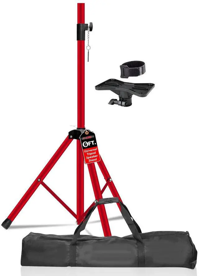 Main image of 5 Core SS HD RED BAG Speaker Stand Tripod Floor Heavy Duty Adjustable Up to 72 Inch DJ Studio Monitor Stands Pole Mount - Red