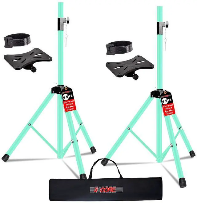 Main image of 5 Core Speaker Stand Pair Adjustable 31 to 54" PA DJ Tripod Stands Heavy Duty with 35mm Insert 132 Lbs - Green