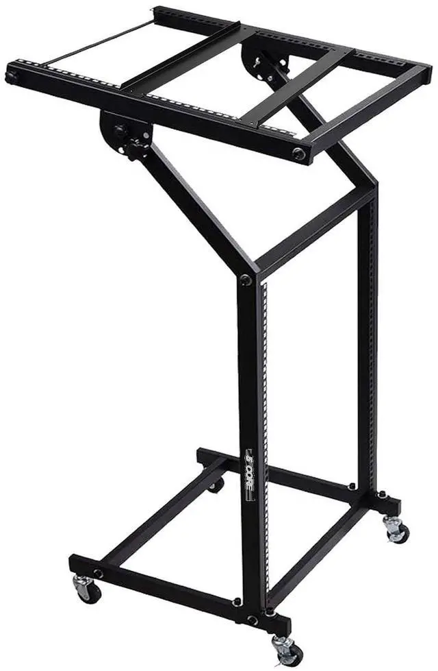 Main image of 5 Core RACK STAND 12U 12U Professional Audio Rack Mount DJ Mixer Stand Studio Adjustable Table Cart with Wheels Rack - Black