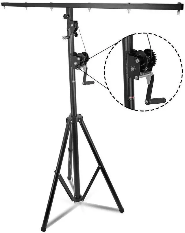 Main image of 5 Core LS 110 CRANK DJ Light Stand Stage Lighting Truss System Hand Crank Up Heavy Duty Height Adjustable with T bar - Black