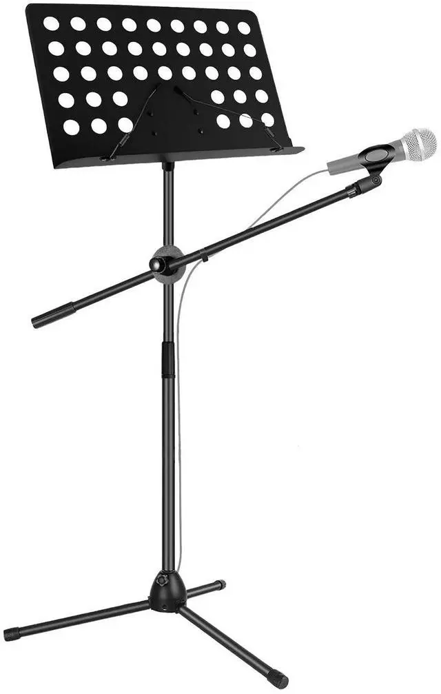Main image of 5 Core Music Stand Adjustable Desktop Book Stands with Mic Holder Portable Sheet Holder Metal Bookstand - Black