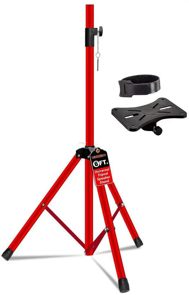 Main image of 5 Core SS ECO 1PK RED WoB Adjustable Speaker Stand Tripod - Height 40 to 72 Inches, Max Load 100 lbs Heavy Duty Portable PA DJ Studio Monitor Mount with 35mm Compatible Insert for Stage & Home - Red