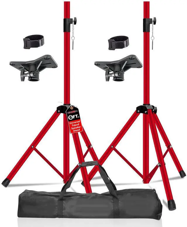 Main image of 5 Core SS HD RED BAG Speaker Stand Tripod Floor Heavy Duty Adjustable Up to 72 Inch DJ Studio Monitor Stands Pole Mount - Red