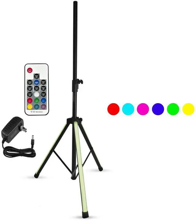Main image of 5 Core SS HD LGT Speaker Stand Tripod Floor with Rgb LED Lights Heavy Duty Adjustable Up to 72 Inch DJ Studio Monitor Stands Pole Mount - Black