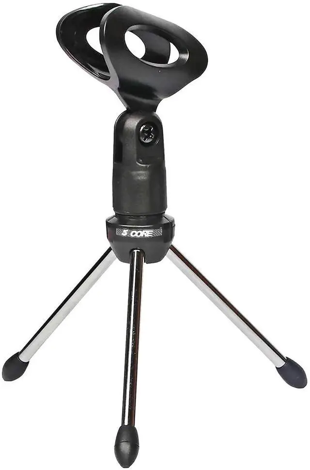 Main image of 5 Core MINI TRIPOD MIC STAND Mic Stand Adjustable Desktop Microphone Stands Tripod Portable Foldable Table Pedestal Para with Universal Mike Holder For Studio Podcast Podium - Black