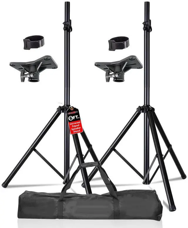 Main image of 5 Core SS HD 2PK BLK BAG Speaker Stand Tripod Pair Floor Heavy Duty Adjustable Up to 72 Inch DJ Studio Monitor Stands Pole Mount - Black