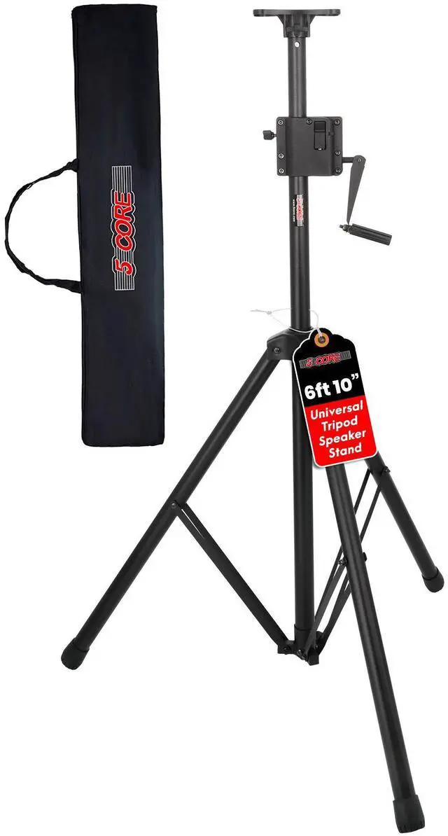 Main image of 5 Core Speaker Stand Tripod Floor Crank Up Stands upto 82 inches Tall Heavy Duty DJ Studio Monitor Stands Pole Mount - SS HD Crank - Black