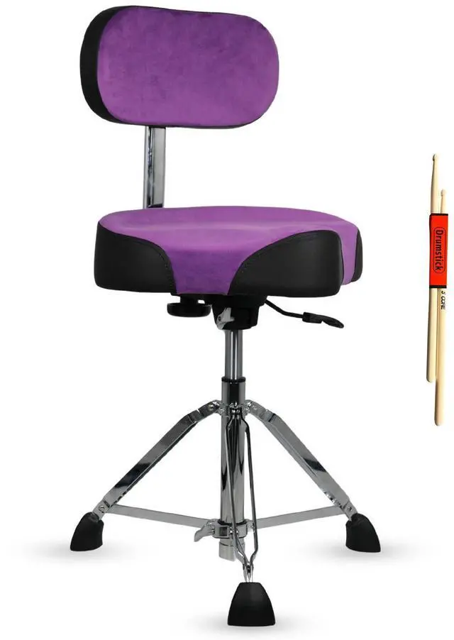 Main image of 5 Core Drum Throne with Backrest 4" Padded Stool Airlift 25" Adjustable Drummer Stool 441Lb Capacity - Purple