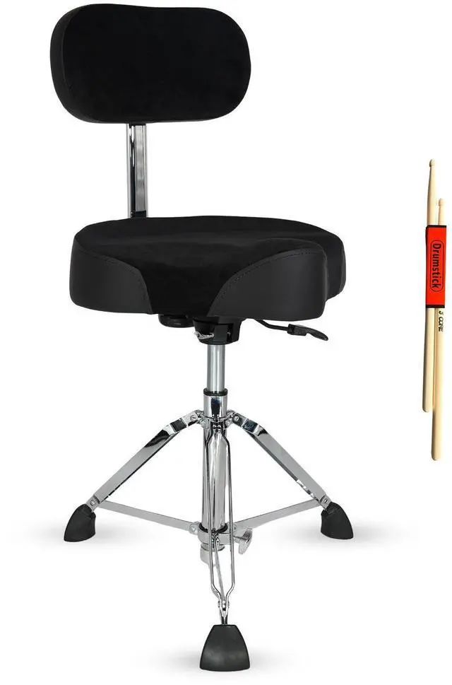 Main image of 5 Core Drum Throne with Backrest 4" Padded Stool Airlift 25" Adjustable Drummer Stool 441Lb Capacity - Black