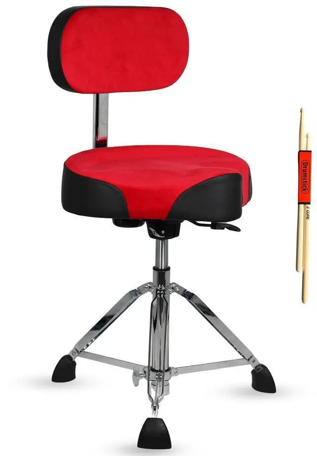 Main image of 5 Core Drum Throne with Backrest 4" Padded Stool Airlift 25" Adjustable Drummer Stool 441Lb Capacity - Red