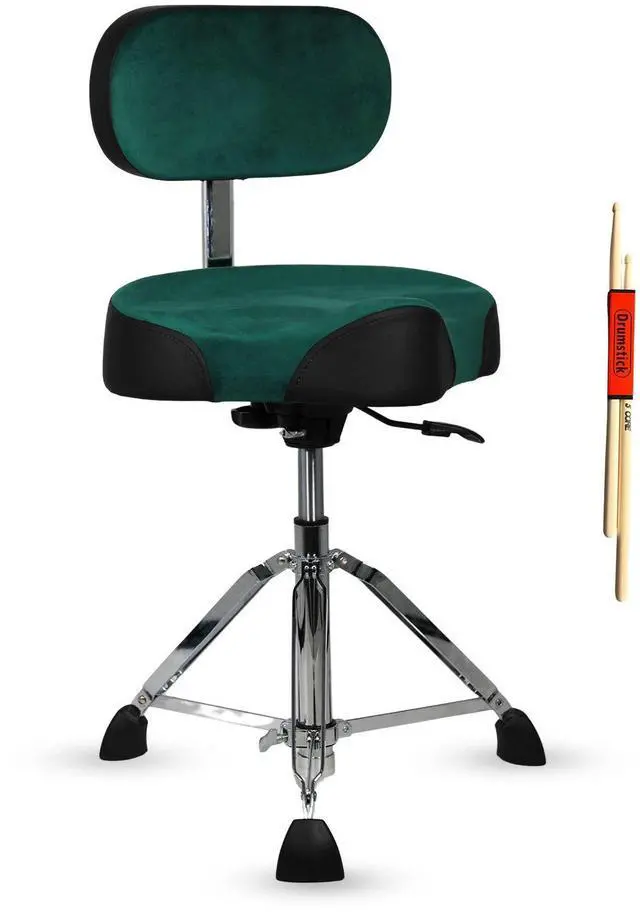 Main image of 5 Core Drum Throne with Backrest 4" Padded Stool Airlift 25" Adjustable Drummer Stool 441Lb Capacity - Green