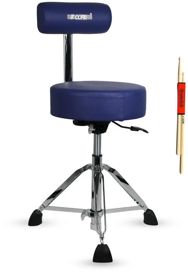 Main image of 5 Core Drum Throne with Backrest 4" Padded Stool Airlift Adjustable 25.5" Drummer Chair 441Lb Capacity - Blue