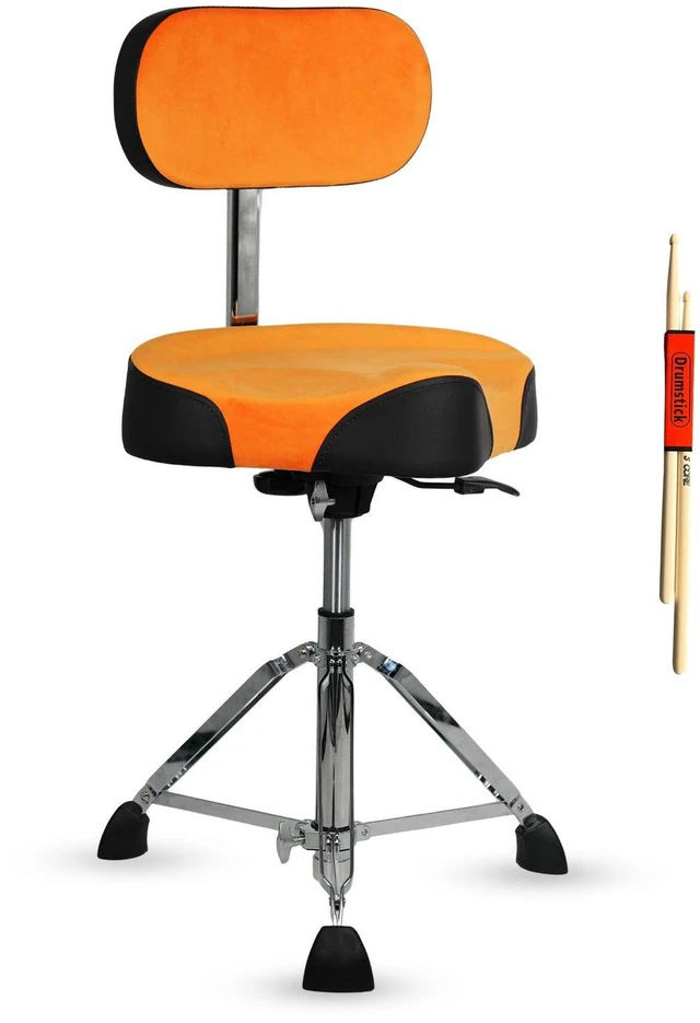 Main image of 5 Core Drum Throne with Backrest 4" Padded Stool Airlift 25" Adjustable Drummer Stool 441Lb Capacity - Orange