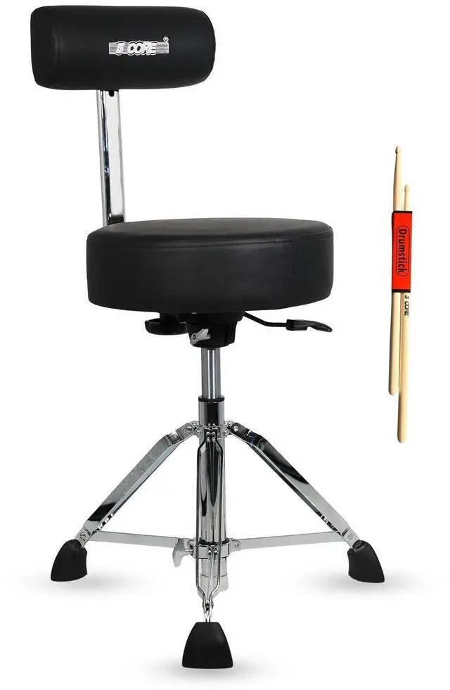 Main image of 5 Core Drum Throne with Backrest 4" Padded Stool Airlift Adjustable 25.5" Drummer Chair 441Lb Capacity - Black