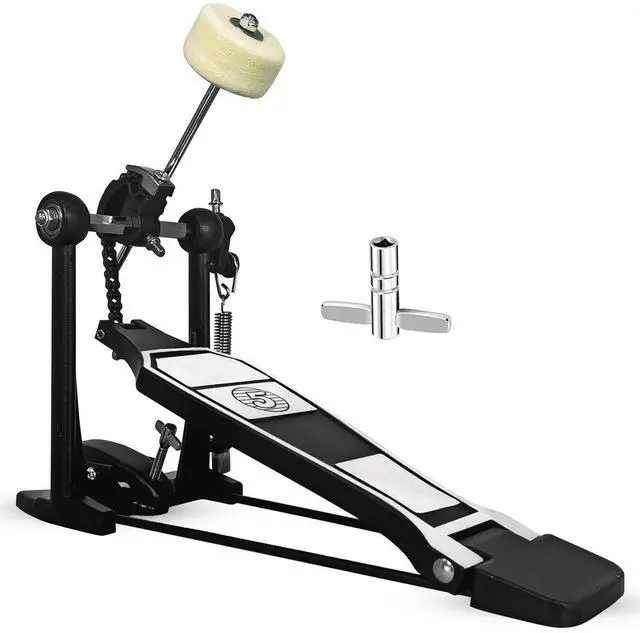 Main image of 5 Core Bass Drum Pedal Mount Adjustable Felt Beater Head Single Chain Heavyduty Kick Drum Foot Pedal - Black