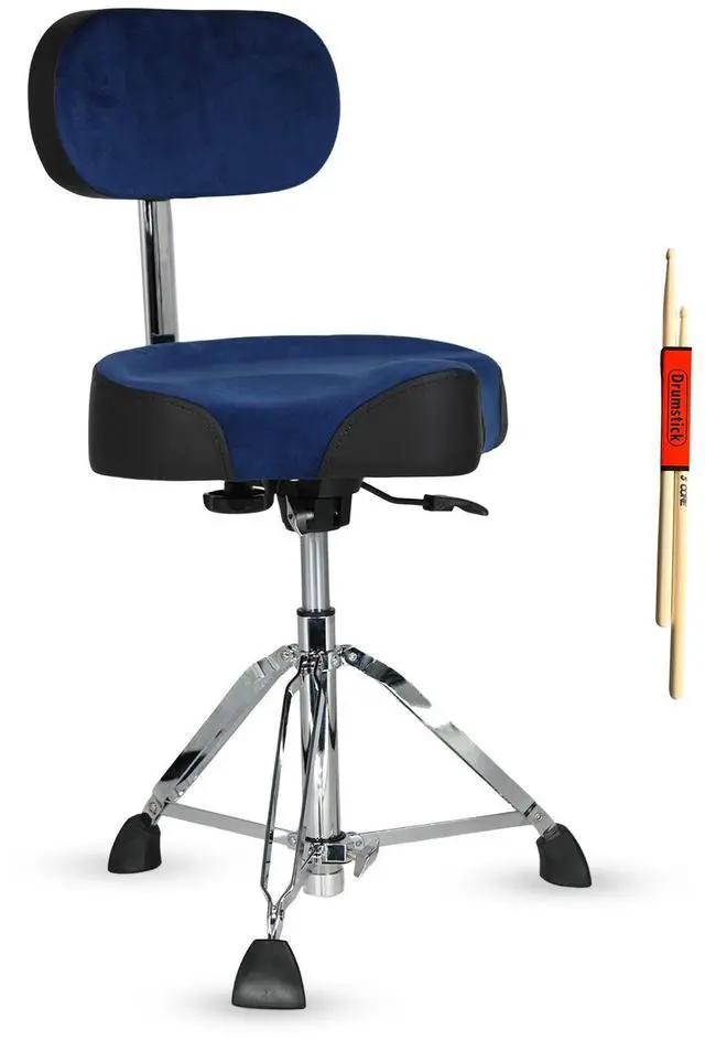 Main image of 5 Core Drum Throne with Backrest 4" Padded Stool Airlift 25" Adjustable Drummer Stool 441Lb Capacity - Blue