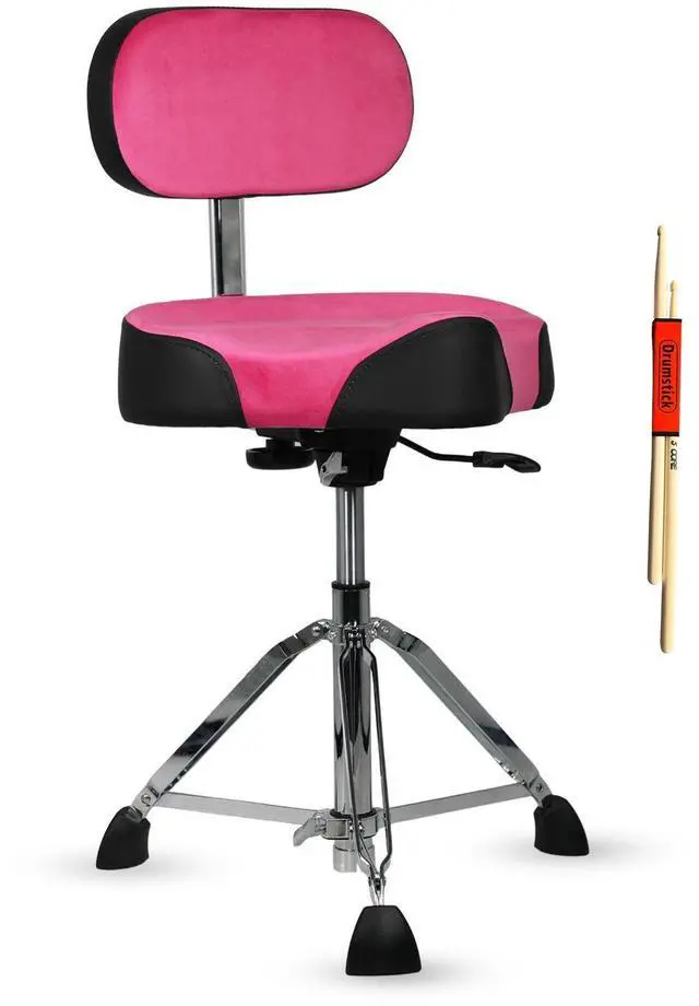 Main image of 5 Core Drum Throne with Backrest 4" Padded Stool Airlift 25" Adjustable Drummer Stool 441Lb Capacity - Cherry
